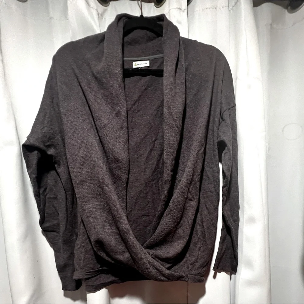Dakini Charcoal Plum  Open-Front Cardigan Cashmere Blend Large - Picture 2 of 6